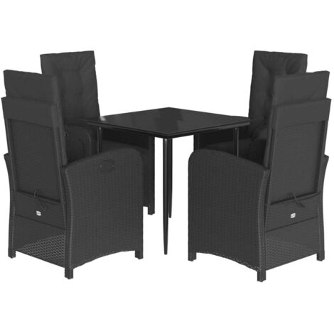 Set de muebles jardín 5 pzas con cojines ratán sintético negro vidaXL (1/5)
