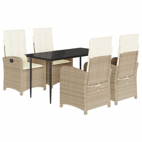 Set comedor de jardín 5 pzas con cojines ratán sintético beige vidaXL (1/5)