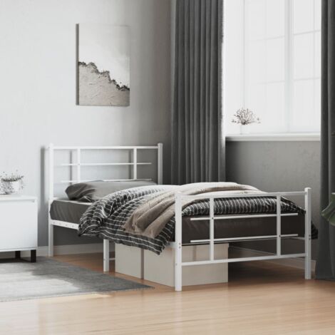 Estructura cama sin colchón con estribo metal blanco 107x203 cm vidaXL (1/5)