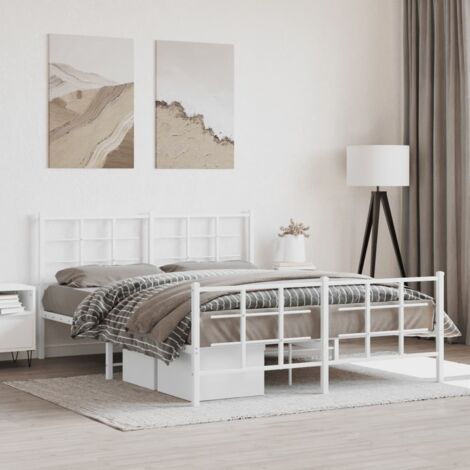 Estructura cama sin colchón con estribo metal blanco 150x200 cm vidaXL (1/5)