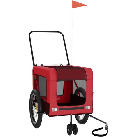 Remolque de bicicleta mascotas hierro tela Oxford rojo negro vidaXL