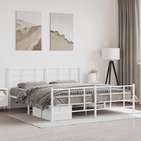 Estructura cama sin colchón con estribo metal blanco 183x213 cm vidaXL (1/5)
