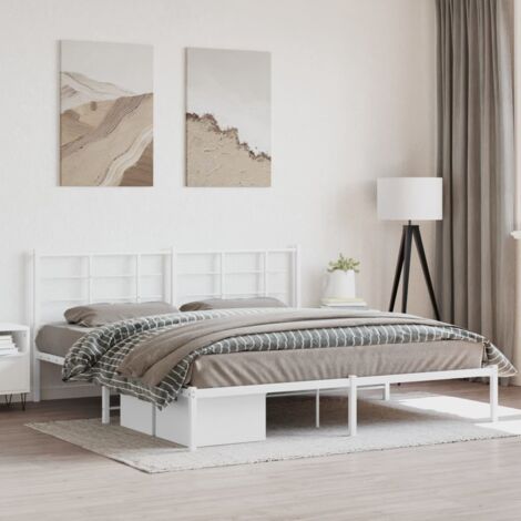 Estructura cama sin colchón con cabecero metal blanco 183x213cm vidaXL (1/5)