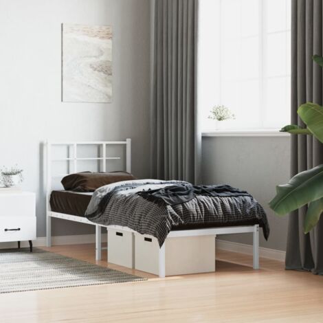 Estructura cama sin colchón con cabecero metal blanco 80x200 cm vidaXL (1/5)