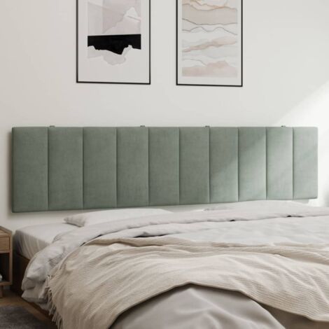 Cabecero de cama acolchado Hanko terciopelo gris claro 200 cm vidaXL