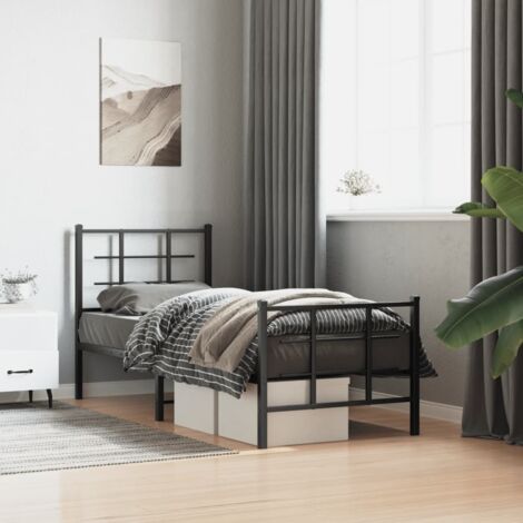 Estructura cama sin colchón con estribo metal negro 75x190 cm vidaXL (1/5)