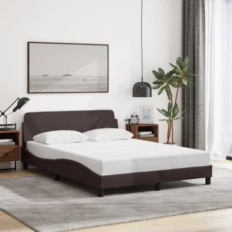 Estructura de cama Dover tela marrón oscuro 120x200 cm vidaXL (1/5)