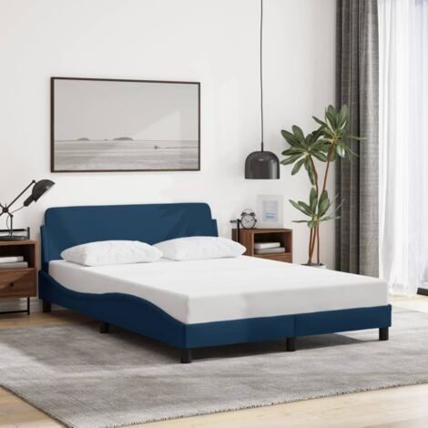 Estructura de cama con cabecero Dover tela azul 120x200cm vidaXL (1/5)