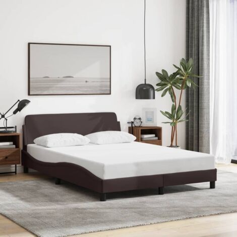 Estructura de cama Dover tela marrón oscuro 140x200 cm vidaXL (1/5)