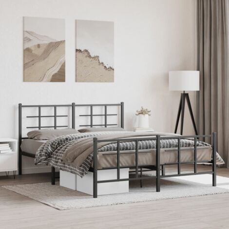 Estructura cama sin colchón con estribo metal negro 150x200 cm vidaXL (1/5)