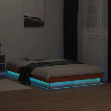 Estructura de cama LED madera maciza pino marrón cera 140x190cm vidaXL (1/5)