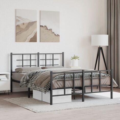 Estructura cama sin colchón con estribo metal negro 140x190 cm vidaXL (1/5)