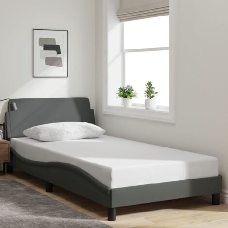 Estructura de cama Dover tela gris oscuro 90x200 cm vidaXL (1/5)