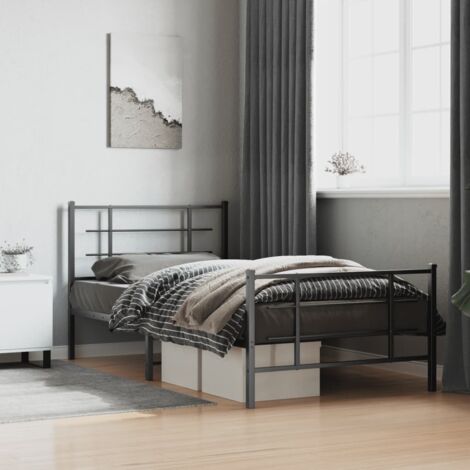 Estructura cama sin colchón con estribo metal negro 107x203 cm vidaXL (1/5)