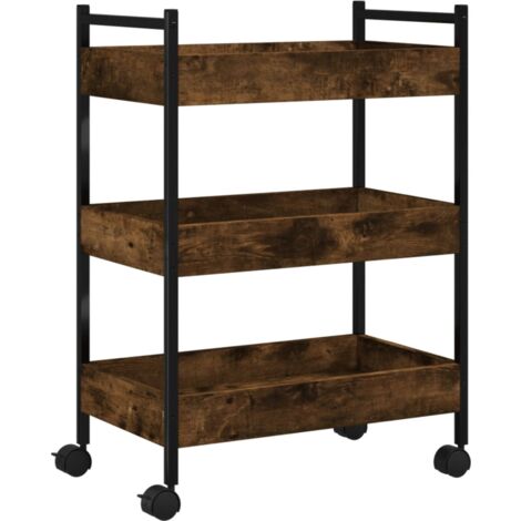 Carrito de cocina madera ingeniería roble ahumado 50x30x70 cm vidaXL
