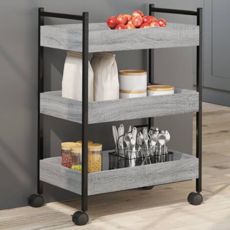 Carrito de cocina madera de ingeniería gris Sonoma 50x30x70 cm vidaXL