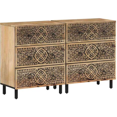 Aparador 2 piezas madera maciza de mango 60x33x75 cm vidaXL (1/5)