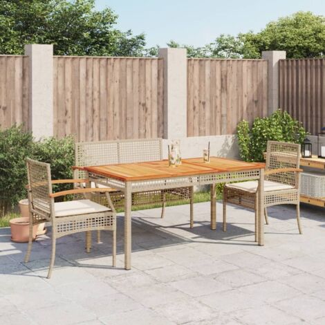 Set de comedor jardín con cojines 4 pzas ratán sintético beige vidaXL
