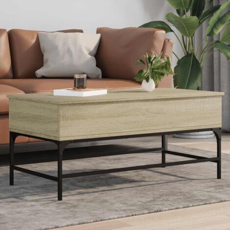 Mesa de centro madera ingeniería metal roble Sonoma 100x50x45cm vidaXL