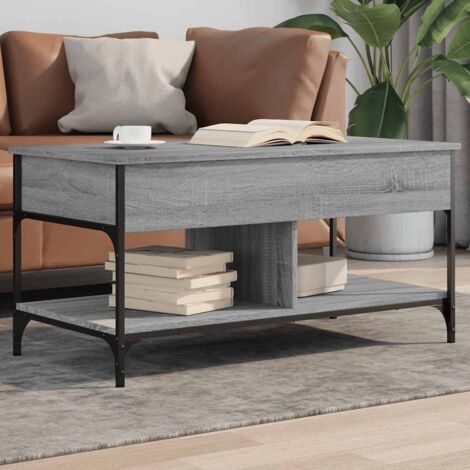 Mesa de centro madera ingeniería metal gris Sonoma 100x50x50 cm vidaXL