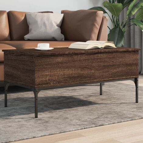 Mesa de centro madera ingeniería metal roble marrón 100x50x45cm vidaXL