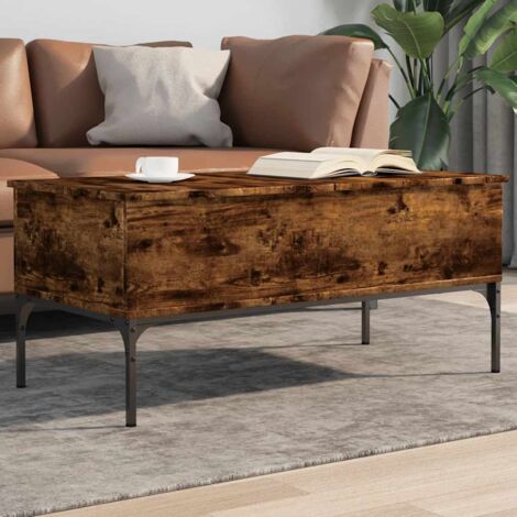 Mesa de centro madera ingeniería metal roble humo 100x50x45cm vidaXL