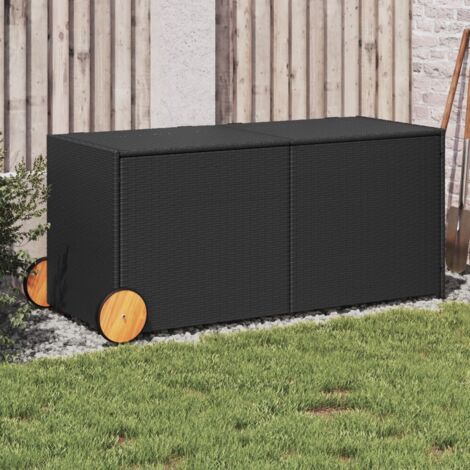 Caja de almacenaje jardín con ruedas ratán sintético negro 283L vidaXL