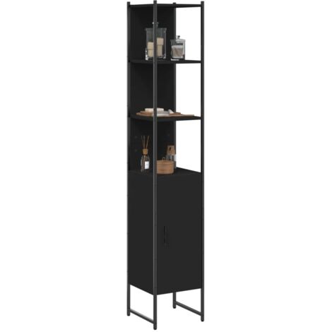 Armario de baño madera de ingeniería negro 33x33x185,5 cm vidaXL
