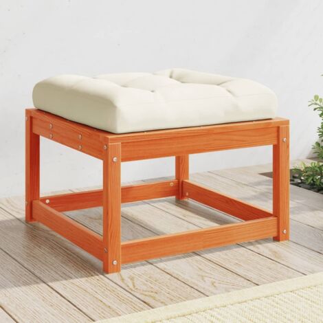 Taburete de jardín con cojines madera maciza pino marrón cera vidaXL