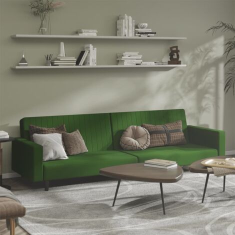 Sofá cama de 2 plazas terciopelo verde oscuro vidaXL (1/5)