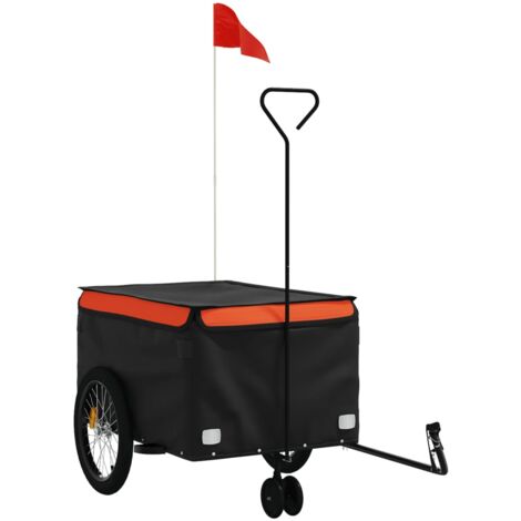 Remolque para bicicleta hierro negro y naranja 45 kg vidaXL