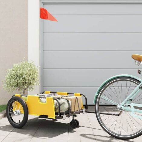 Remolque para bicicletas hierro y tela Oxford amarillo vidaXL