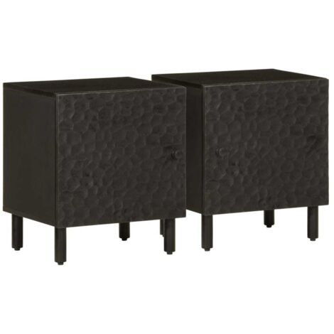 Mesitas de noche 2 uds madera maciza de mango negro 40x33x46 cm vidaXL (1/5)
