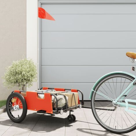 Remolque para bicicletas hierro y tela Oxford naranja vidaXL