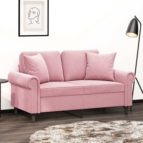 Sofá de 2 plazas con cojines terciopelo rosa 120 cm vidaXL (1/5)