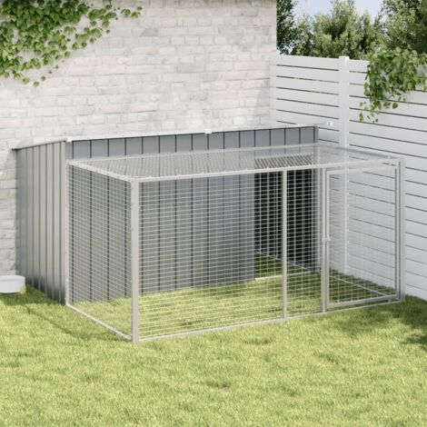 Caseta para perro con corral antracita 197x194x110 cm acero galvanizado vidaXL