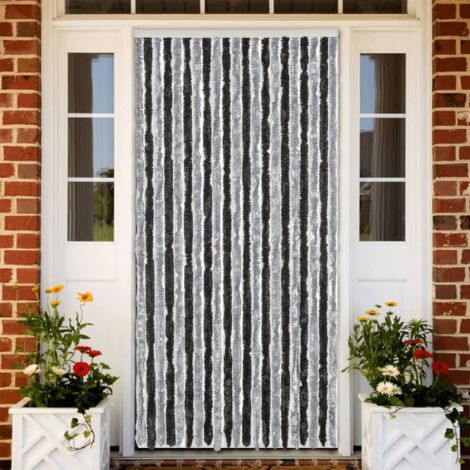 Cortina antimoscas chenilla gris y negro 90x200 cm vidaXL