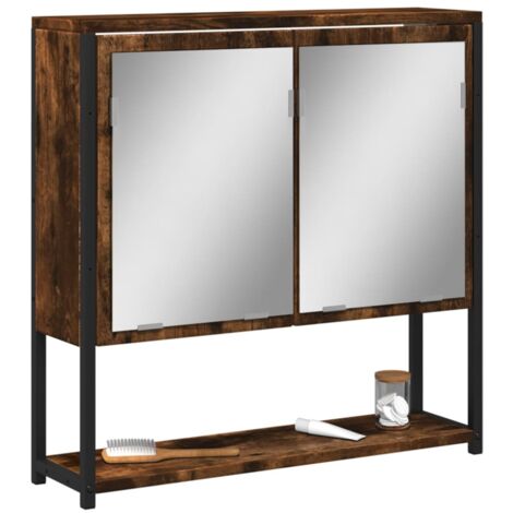 Armario con espejo baño madera roble ahumado 60x16x60 cm vidaXL