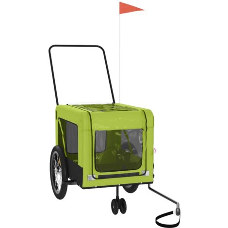 Remolque de bicicleta mascotas hierro tela Oxford verde negro vidaXL