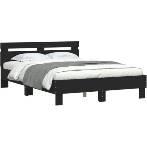 Estructura de cama con cabecero y luces LED negro 135x190 cm vidaXL (1/5)