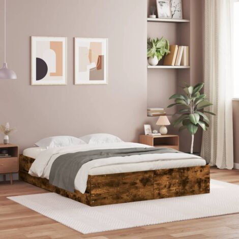 Cama con cajones madera de ingeniería roble ahumado 140x200 cm vidaXL