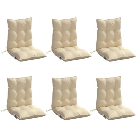 Cojines para silla con respaldo bajo 6 uds tela Oxford beige vidaXL