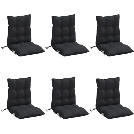 Cojines para silla con respaldo bajo 6 uds tela Oxford negro vidaXL