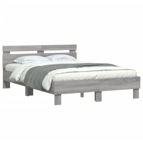Estructura de cama cabecero y luces LED gris Sonoma 120x190 cm vidaXL (1/5)