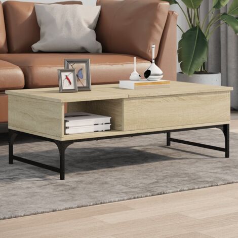 Mesa de centro madera ingeniería metal roble Sonoma 100x50x35cm vidaXL