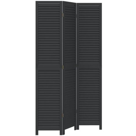 Biombo separador de 3 paneles madera maciza Paulownia negro vidaXL