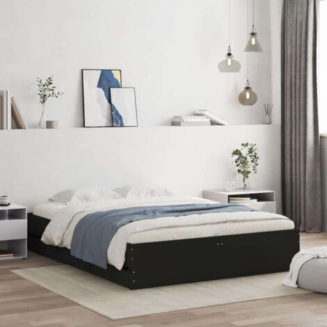 Estructura de cama madera de ingeniería negro 150x200 cm vidaXL