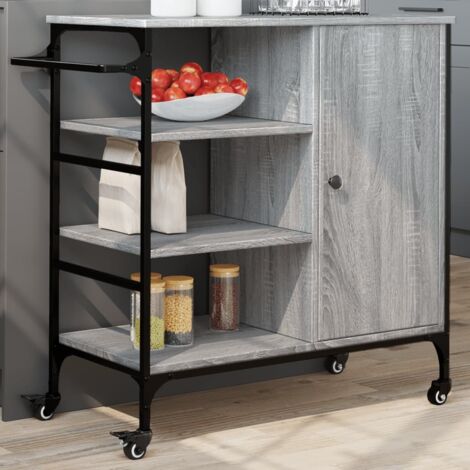 Carrito de cocina de madera gris Sonoma 87,5x38,5x84,5 cm vidaXL