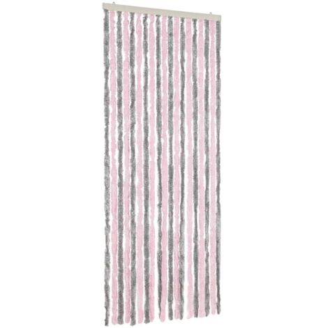 Cortina antimoscas chenilla gris plateado y rosa 56x185 cm vidaXL