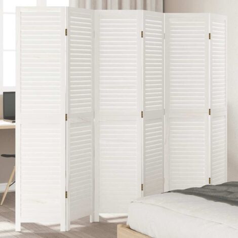 Biombo separador de 6 paneles madera maciza Paulownia blanco vidaXL